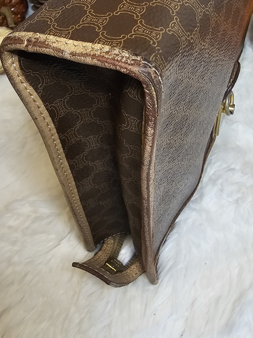 Celine Brown Monogram Canvas Clutch with Gold Hardware - Picture 11 of 14